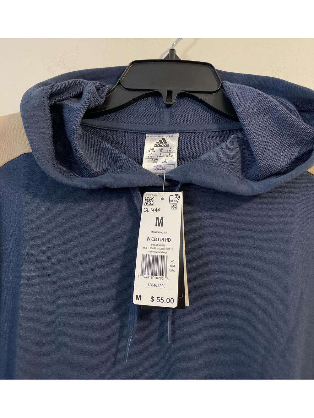 Adidas Womens Small Blue Colorblock Pullover Hoodie NWT! A610 - Picture 6 of 7